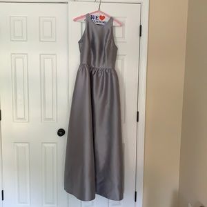 Silver gown bridesmaid dress